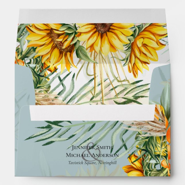 Enveloppe Beau Mariage en herbe Pampas tournesol (Dos (Bas))
