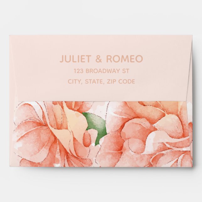 Enveloppe Beau Mariage Floral (Dos (Haut rabat))