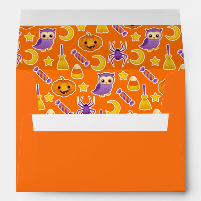 Enveloppe Beau Motif d'Halloween orange (Dos (Bas))
