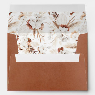 Enveloppe Beau Motif en terre cuite et fleurs blanches