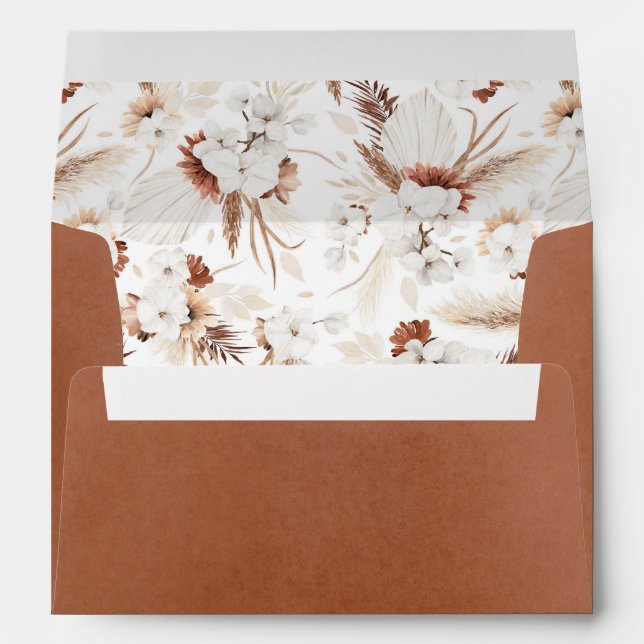 Enveloppe Beau Motif en terre cuite et fleurs blanches (Dos (Bas))