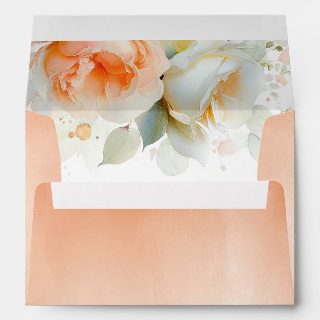 Enveloppe Beau Rose Botanique Floral Élégant Terracotta (Dos (Bas))