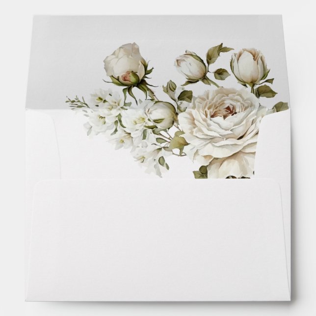Enveloppe Beau Roses d'aquarelle blanche (Dos (Bas))