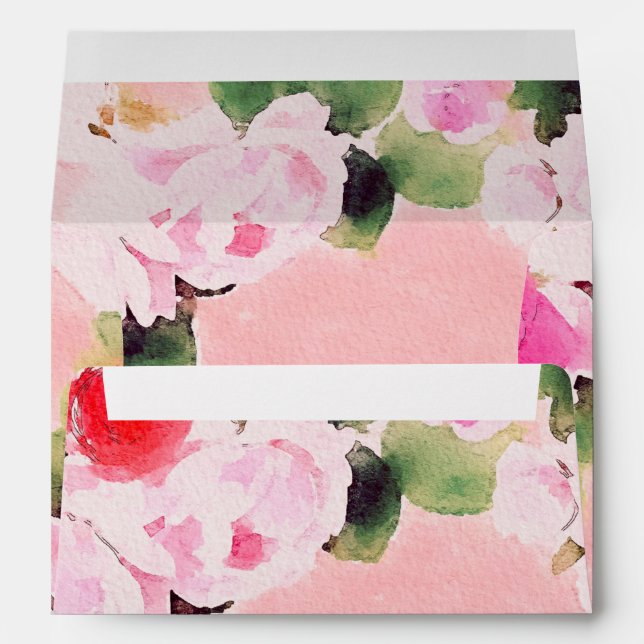 Enveloppe Beaux Arts Romantiques Aquarelles Roses Roses (Dos (Bas))