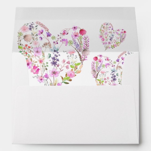 Enveloppe Bébé au coeur rose fleuri dans le Baby shower en f (Dos (Bas))