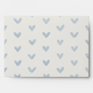 Enveloppe Bébé Bleu Amour Coeurs Motif Offwhite