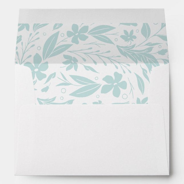 Enveloppe Bébé Bleu Floral Liner avec adresse de retour (Dos (Bas))