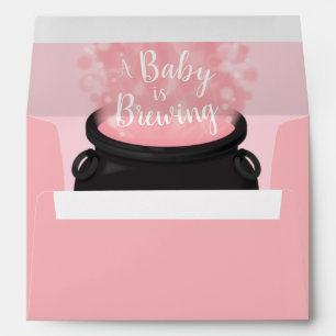 Enveloppe Bébé brasse Sorcière douche gothique rose fille