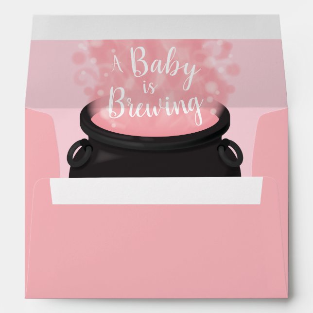 Enveloppe Bébé brasse Sorcière douche gothique rose fille (Dos (Bas))