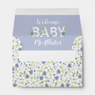 Enveloppe Bébé en Fleur Douche Bleu Fleurs Vintages Garçon