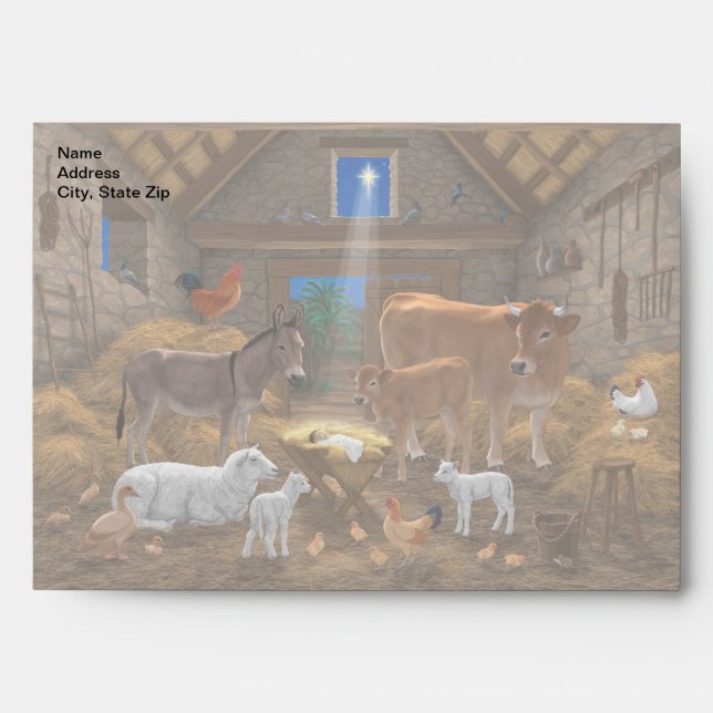Enveloppe Bébé Jésus Manger Nativité de Noël (Devant)