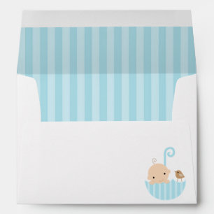 Enveloppe Bébé mignon dans le parapluie bleu