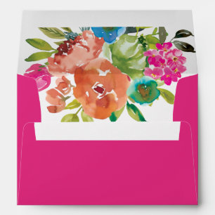 Enveloppe Bébé rose brillant en fleurs florales