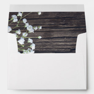 Enveloppe Bébé's Breath Floral & Dark Rustic Wood Mariage