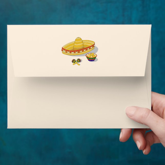 Enveloppe beige avec doublure de cactus colorés (Hand)