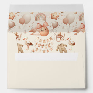 Enveloppe beige Baby shower mignonne