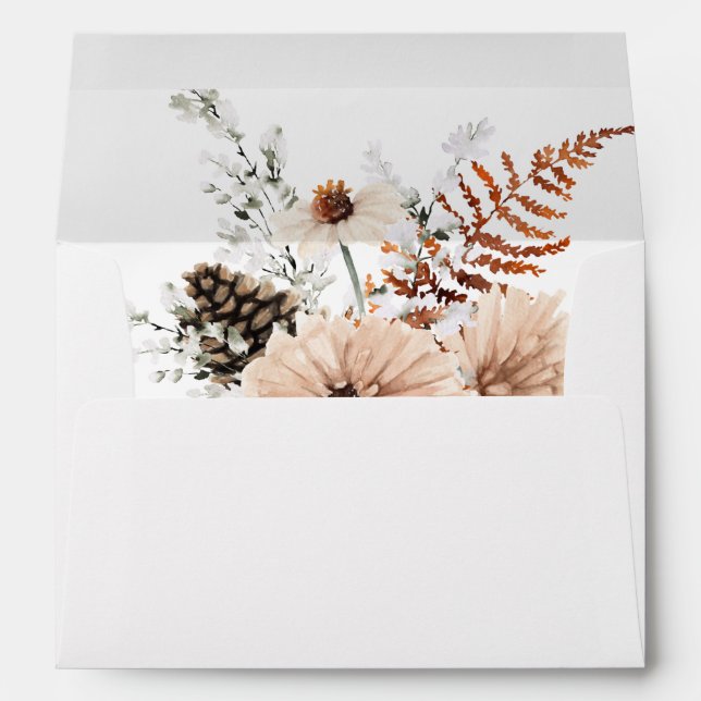 Enveloppe Beige & Pine Rustique Floral (Dos (Bas))