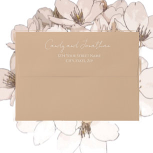 Enveloppe Beige Simple Style Moderne Script Mariage