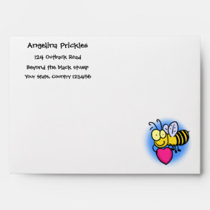 Enveloppe Belle abeille drôle avec dessin animé du coeur