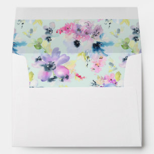 Enveloppe Belle aquarelle florale en pastel - mariage