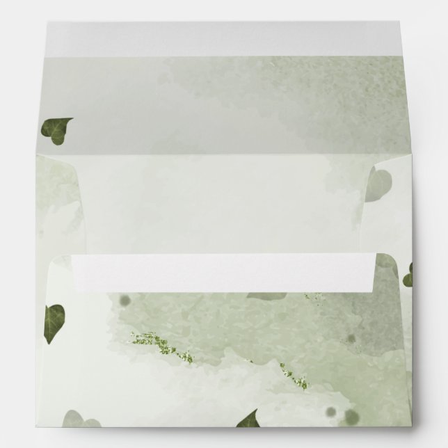 Enveloppe belle aquarelle verte (Dos (Bas))