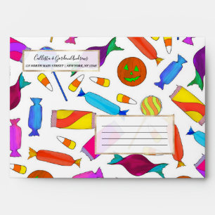 Enveloppe Belle Artsy Coloré Halloween Candy Aquarelle