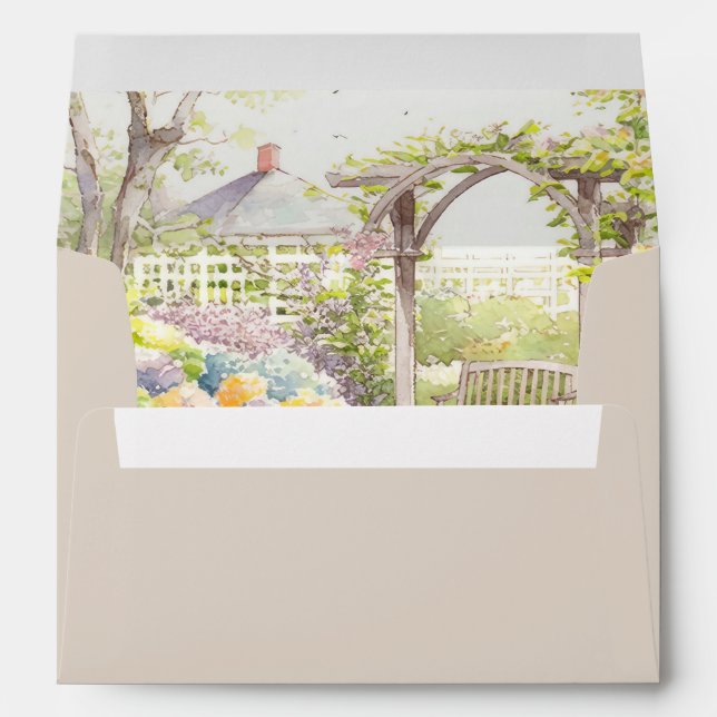 Enveloppe Belle Crème Noire Jardin Mariage (Dos (Bas))