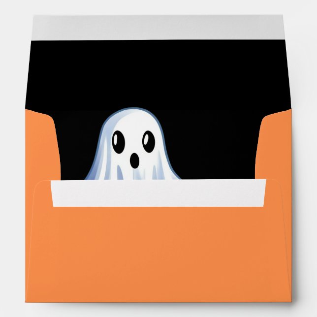 Enveloppe Belle Halloween Ghost sur Soft Orange (Dos (Bas))