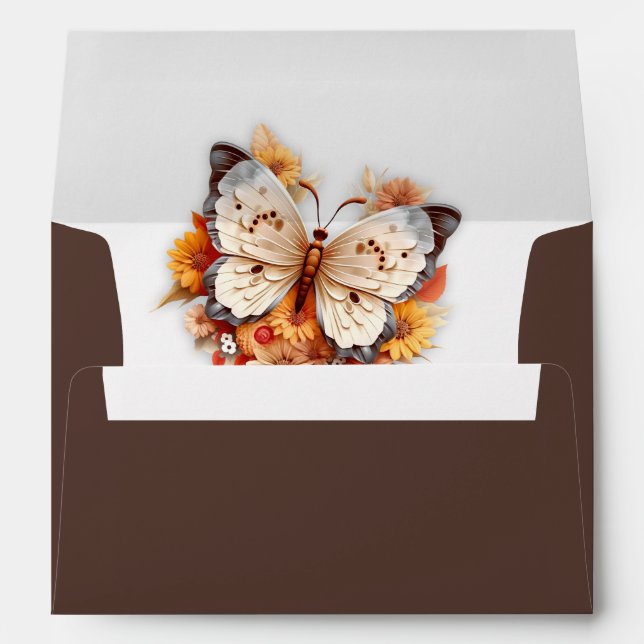 Enveloppe Belle Rich Brown Couleurs de papillon d'automne (Dos (Bas))