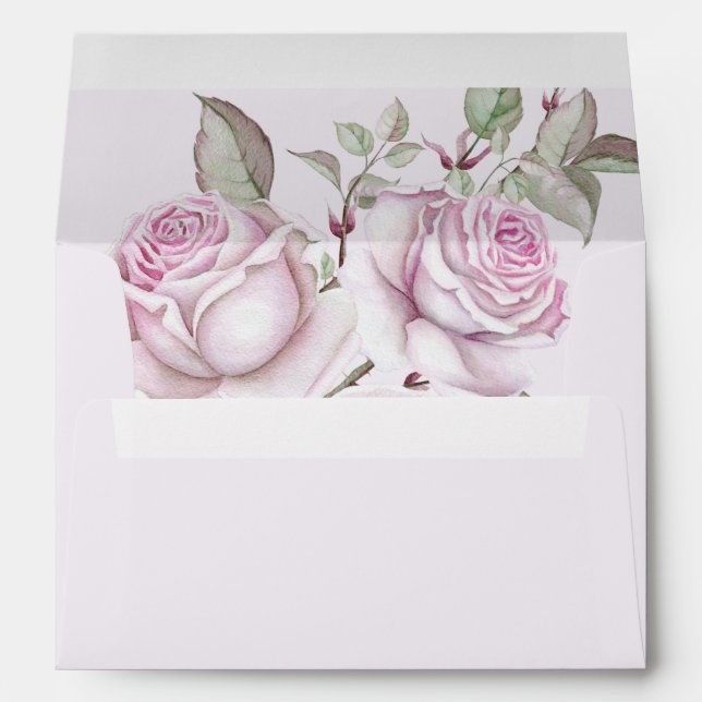 Enveloppe Belle Rose d'aquarelle violette Mariage (Dos (Bas))