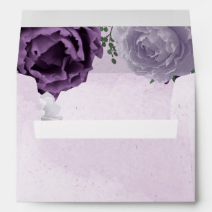 Enveloppe belles fleurs blanches violettes feuilles vertes