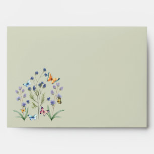 Enveloppe Belles fleurs sauvages printanières et papillons
