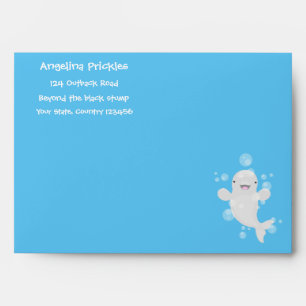 Enveloppe Béluga mignon bulles dessin de dessin animé
