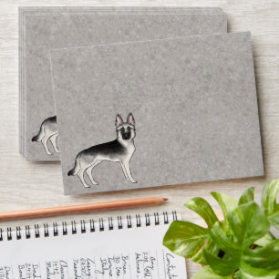 Enveloppe Berger allemand cartoon GSD chien Silver Sable