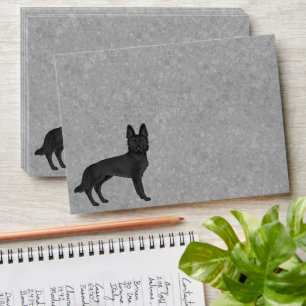 Enveloppe Berger Allemand Noir Chien GSD Dessin Animé Mignon