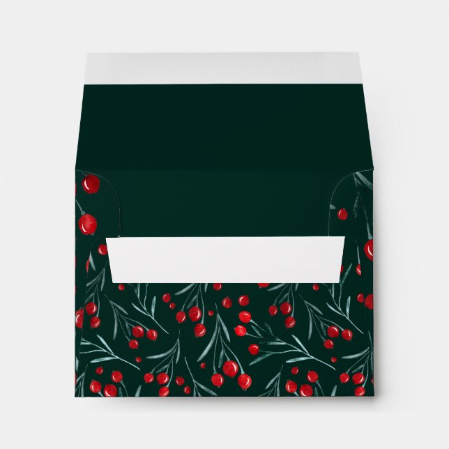 Enveloppe Berries Noël - Couleurs de Noël traditionnelles (Dos (Bas))