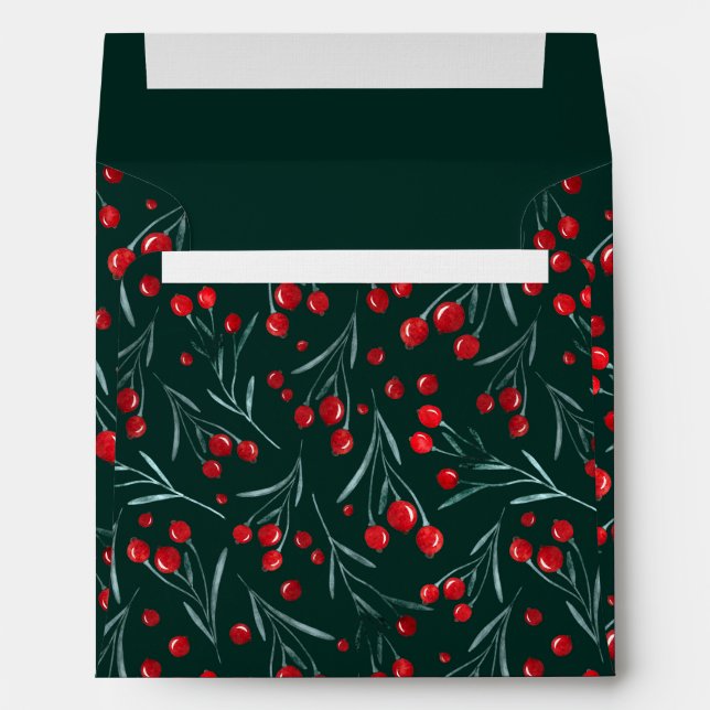 Enveloppe Berries Noël - Couleurs de Noël traditionnelles (Dos (Bas))