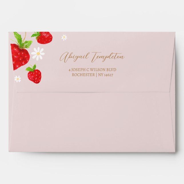 Enveloppe Berry First 1st Strawberry Anniversaire Adresse (Dos (Haut rabat))