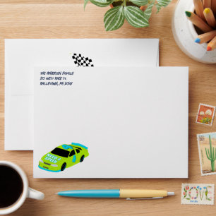 Enveloppe Besoin de 4 Speed Race Car Boys 4th Birthday Party