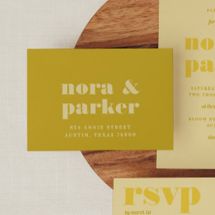 Enveloppe Beurre Jaune Mariage simple RSVP Retour