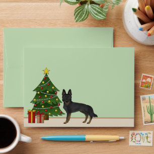 Enveloppe Bi-Noir Berger Allemand Sapin de Noël Vert
