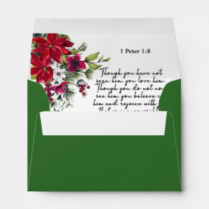 Enveloppe Bible Verse Noël Poinsettia