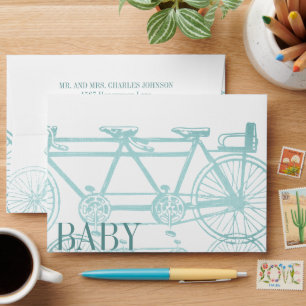 Enveloppe Bicyclette vintage bébé garçon douche Invitations