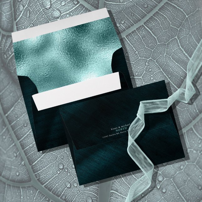 Enveloppe Bijoux feuille Mariage V2 ID Turquoise830 (Interior/Back In Situ)