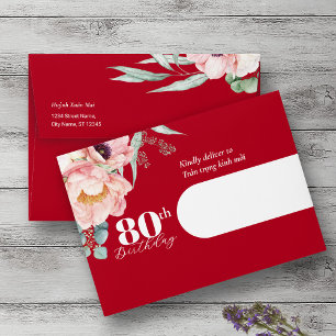 Enveloppe Bilingue Vietnamienne Peony Invitation d'anniversa