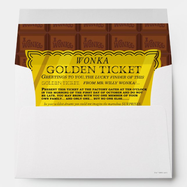 Enveloppe Billet d'or Willy Wonka (Dos (Bas))