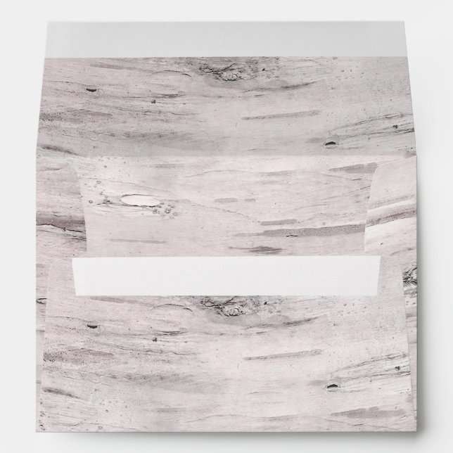Enveloppe Birch Tree blanc Bois Rustique Grange mariage (Dos (Bas))