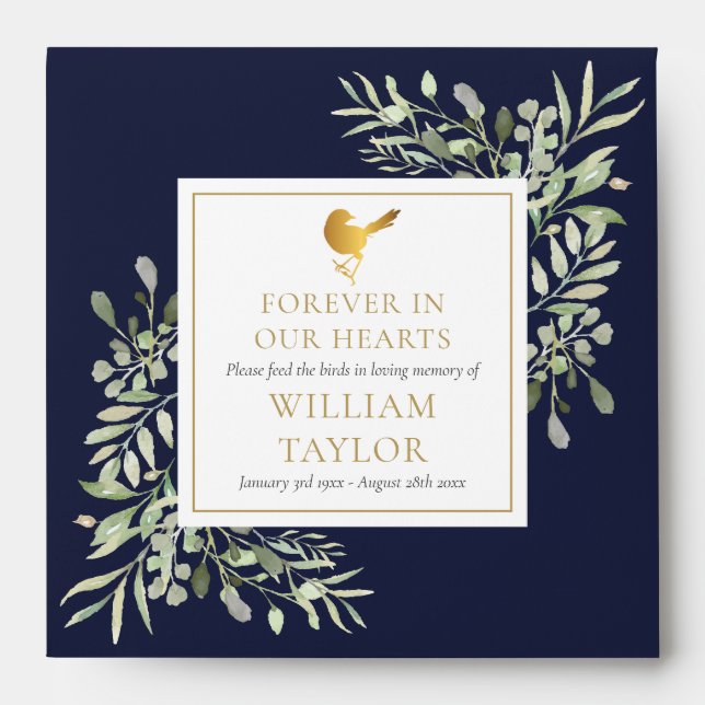Enveloppe Bird Seed Packet Greenery Funeral Memorial (Devant)