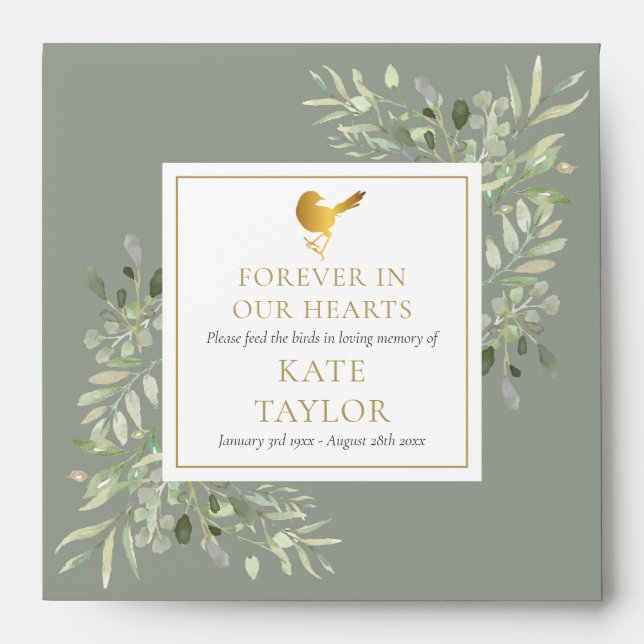 Enveloppe Bird Seed Packet Greenery Funeral Memorial (Devant)