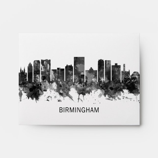 Enveloppe Birmingham Alabama Skyline BW (Devant)